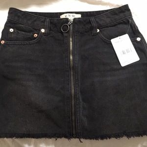 Free People Black Denim Skirt